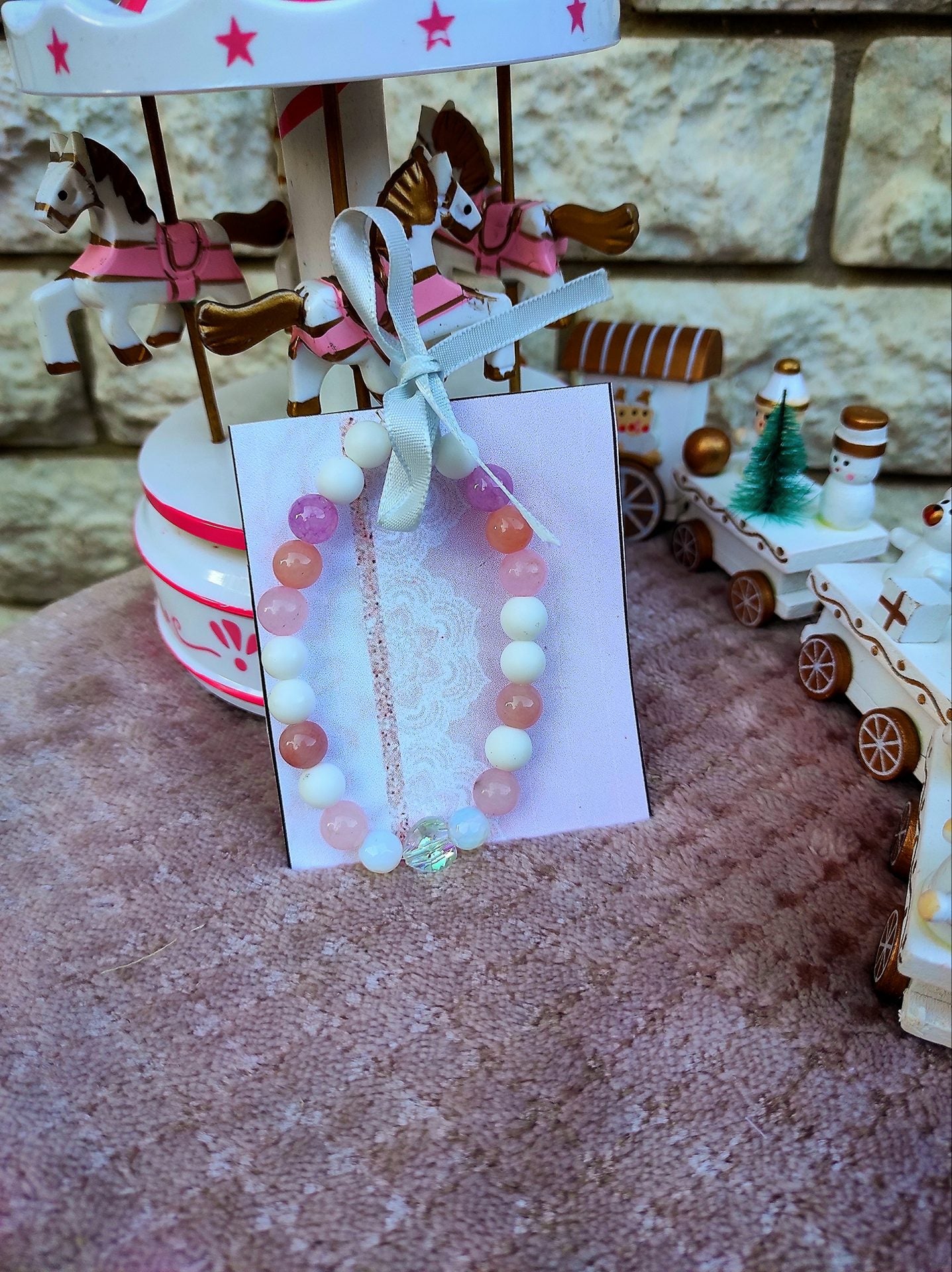 Boldogság szivárvány ásvány karkötő